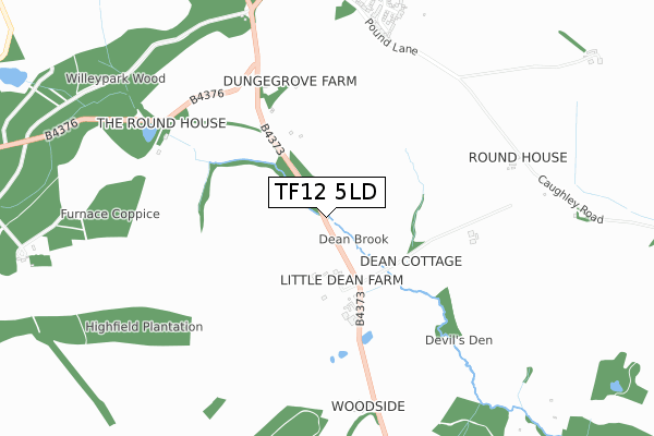 TF12 5LD map - small scale - OS Open Zoomstack (Ordnance Survey)