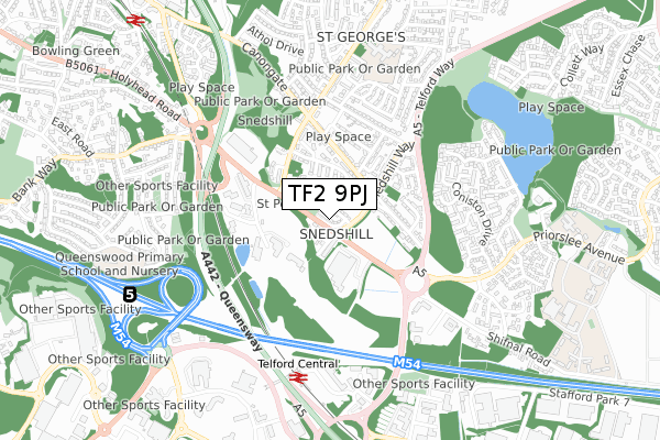 TF2 9PJ map - small scale - OS Open Zoomstack (Ordnance Survey)