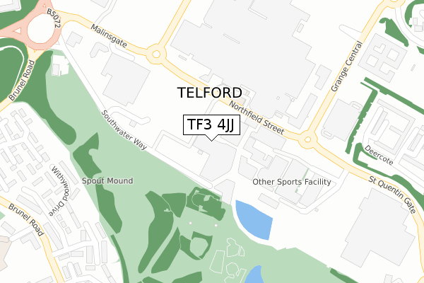 TF3 4JJ map - large scale - OS Open Zoomstack (Ordnance Survey)