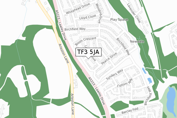 TF3 5JA map - large scale - OS Open Zoomstack (Ordnance Survey)