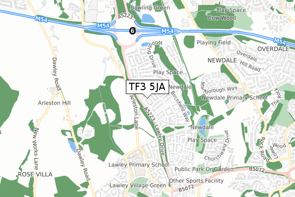 TF3 5JA map - small scale - OS Open Zoomstack (Ordnance Survey)