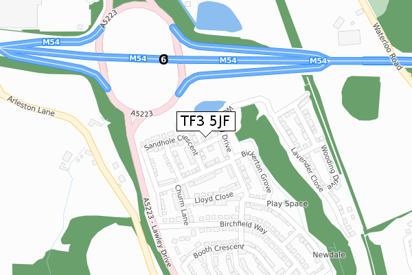 TF3 5JF map - large scale - OS Open Zoomstack (Ordnance Survey)