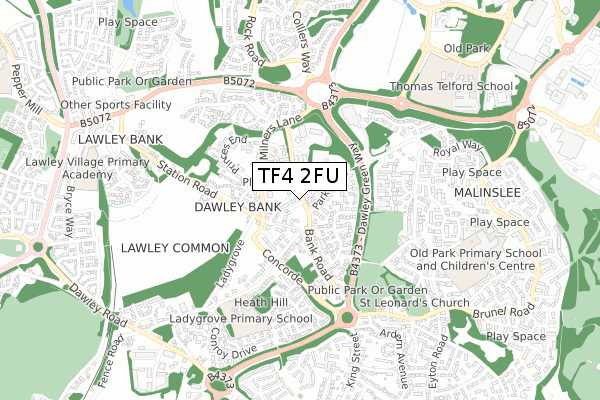 TF4 2FU map - small scale - OS Open Zoomstack (Ordnance Survey)