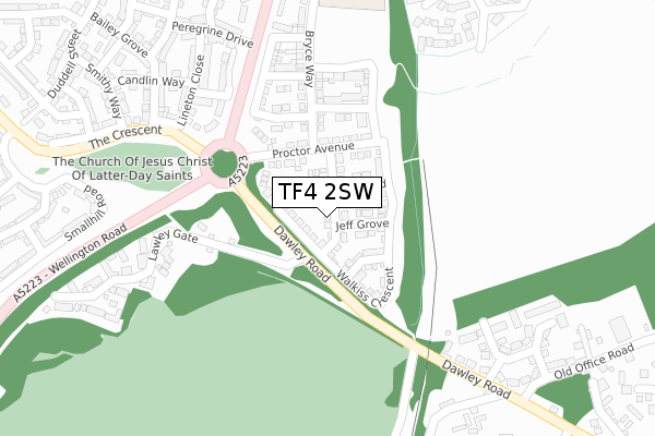 TF4 2SW map - large scale - OS Open Zoomstack (Ordnance Survey)