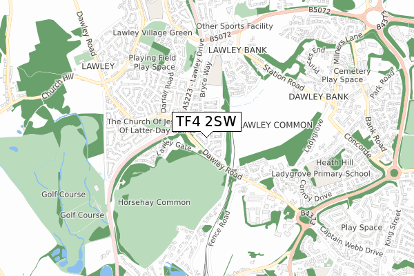 TF4 2SW map - small scale - OS Open Zoomstack (Ordnance Survey)