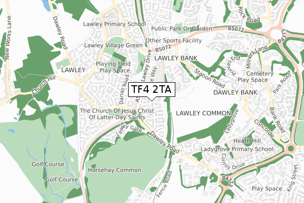 TF4 2TA map - small scale - OS Open Zoomstack (Ordnance Survey)