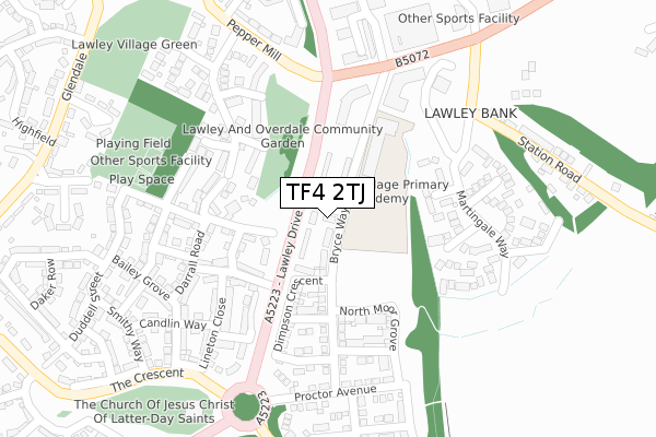 TF4 2TJ map - large scale - OS Open Zoomstack (Ordnance Survey)