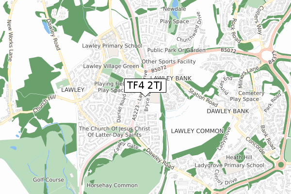 TF4 2TJ map - small scale - OS Open Zoomstack (Ordnance Survey)