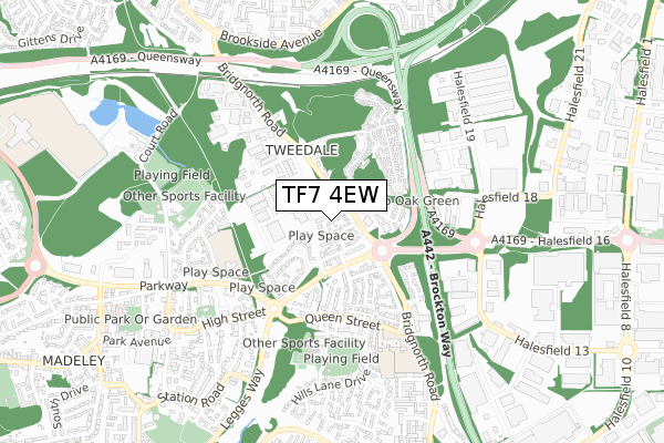 TF7 4EW map - small scale - OS Open Zoomstack (Ordnance Survey)