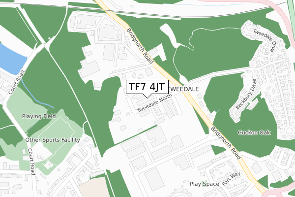 TF7 4JT map - large scale - OS Open Zoomstack (Ordnance Survey)