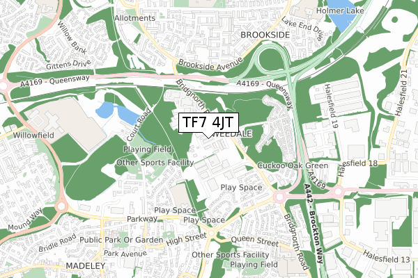 TF7 4JT map - small scale - OS Open Zoomstack (Ordnance Survey)