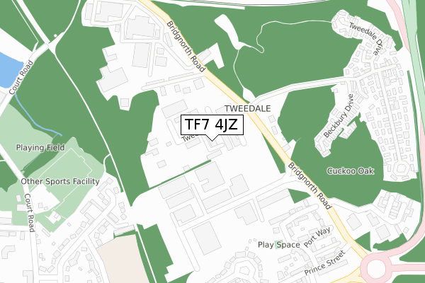 TF7 4JZ map - large scale - OS Open Zoomstack (Ordnance Survey)