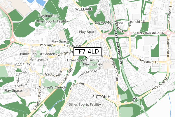 TF7 4LD map - small scale - OS Open Zoomstack (Ordnance Survey)