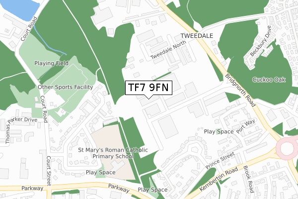 TF7 9FN map - large scale - OS Open Zoomstack (Ordnance Survey)