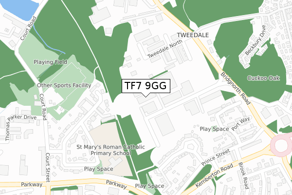 TF7 9GG map - large scale - OS Open Zoomstack (Ordnance Survey)