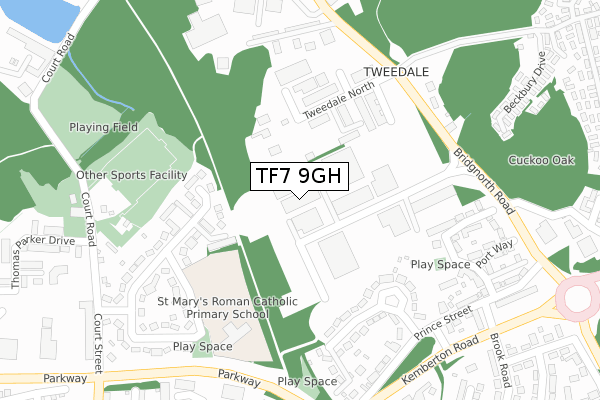 TF7 9GH map - large scale - OS Open Zoomstack (Ordnance Survey)