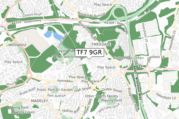 TF7 9GR map - small scale - OS Open Zoomstack (Ordnance Survey)