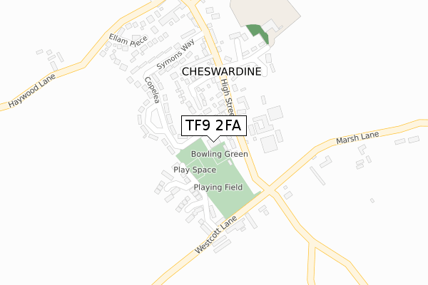 TF9 2FA map - large scale - OS Open Zoomstack (Ordnance Survey)