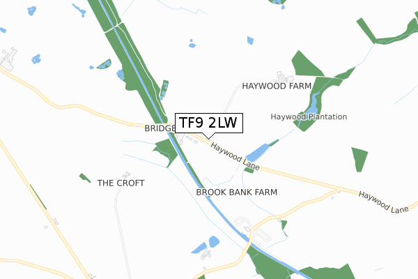 TF9 2LW map - small scale - OS Open Zoomstack (Ordnance Survey)