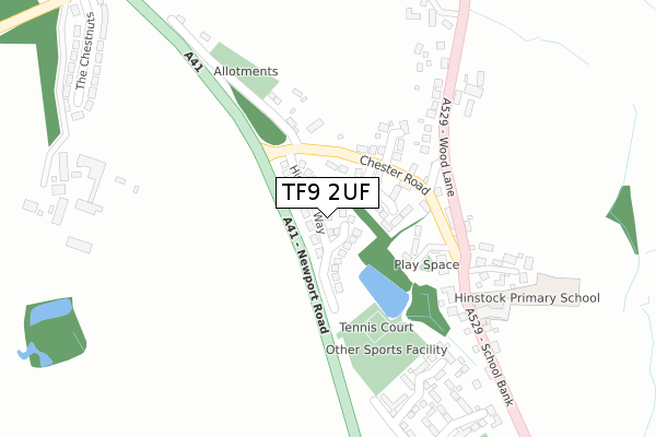 TF9 2UF map - large scale - OS Open Zoomstack (Ordnance Survey)