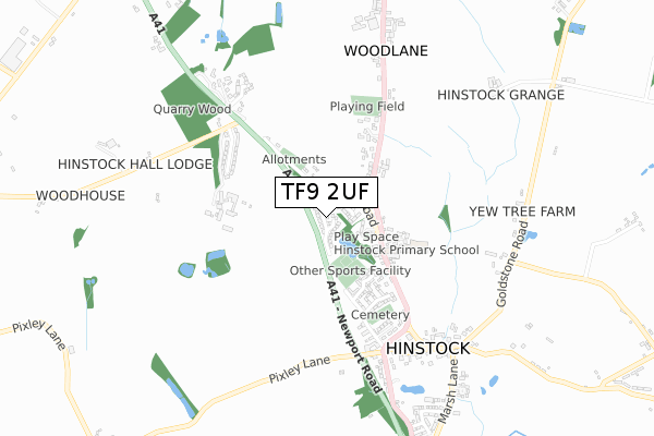 TF9 2UF map - small scale - OS Open Zoomstack (Ordnance Survey)