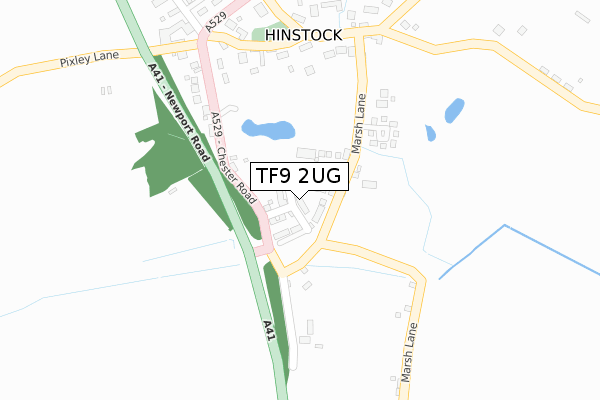 TF9 2UG map - large scale - OS Open Zoomstack (Ordnance Survey)