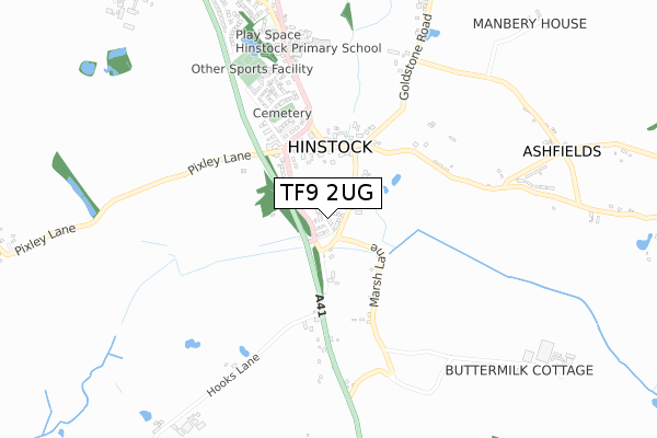 TF9 2UG map - small scale - OS Open Zoomstack (Ordnance Survey)