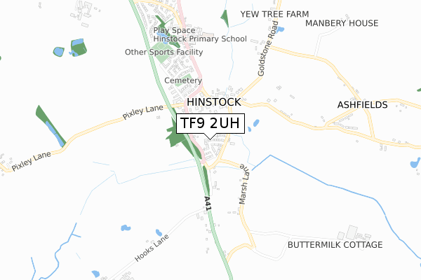 TF9 2UH map - small scale - OS Open Zoomstack (Ordnance Survey)