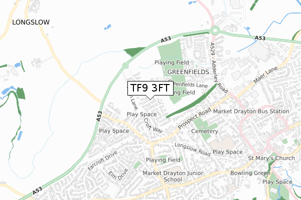 TF9 3FT map - small scale - OS Open Zoomstack (Ordnance Survey)