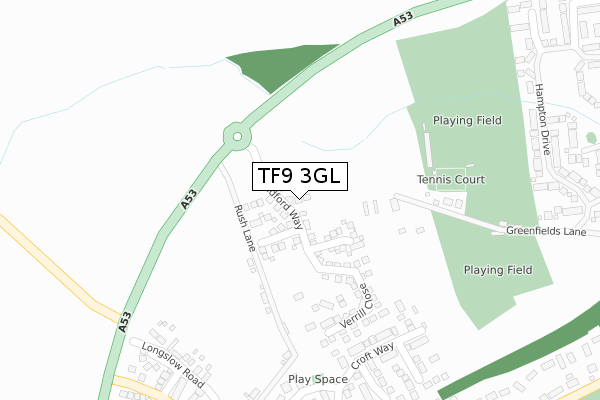 TF9 3GL map - large scale - OS Open Zoomstack (Ordnance Survey)