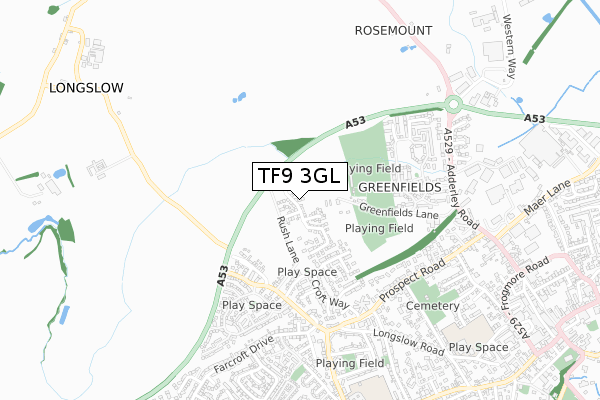 TF9 3GL map - small scale - OS Open Zoomstack (Ordnance Survey)