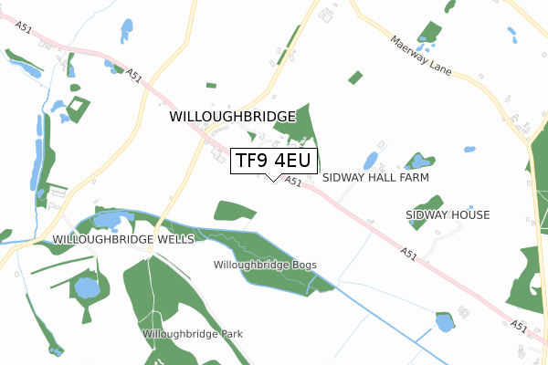 TF9 4EU map - small scale - OS Open Zoomstack (Ordnance Survey)