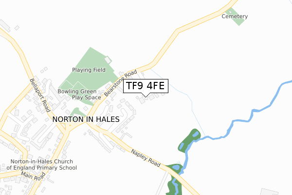 TF9 4FE map - large scale - OS Open Zoomstack (Ordnance Survey)