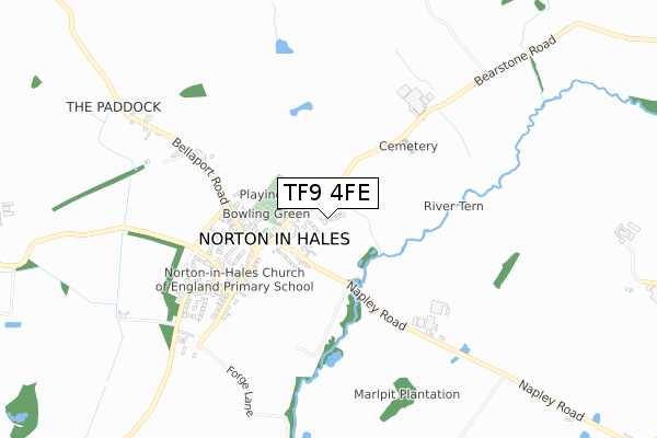 TF9 4FE map - small scale - OS Open Zoomstack (Ordnance Survey)