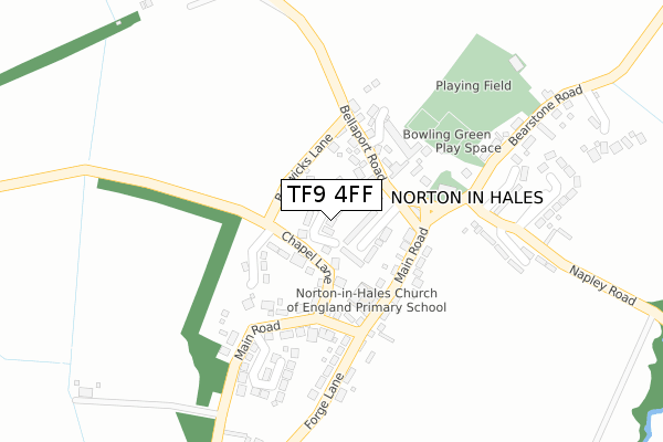 TF9 4FF map - large scale - OS Open Zoomstack (Ordnance Survey)