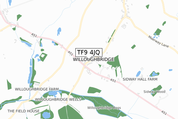 TF9 4JQ map - small scale - OS Open Zoomstack (Ordnance Survey)