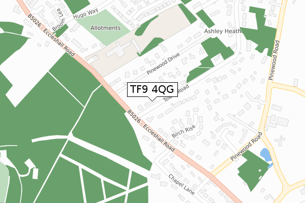 TF9 4QG map - large scale - OS Open Zoomstack (Ordnance Survey)