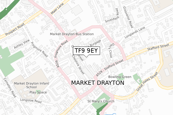 TF9 9EY map - large scale - OS Open Zoomstack (Ordnance Survey)