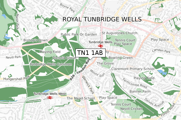 TN1 1AB map - small scale - OS Open Zoomstack (Ordnance Survey)