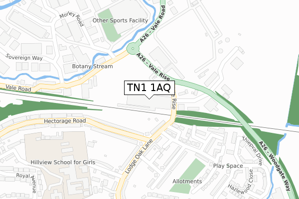 TN1 1AQ map - large scale - OS Open Zoomstack (Ordnance Survey)