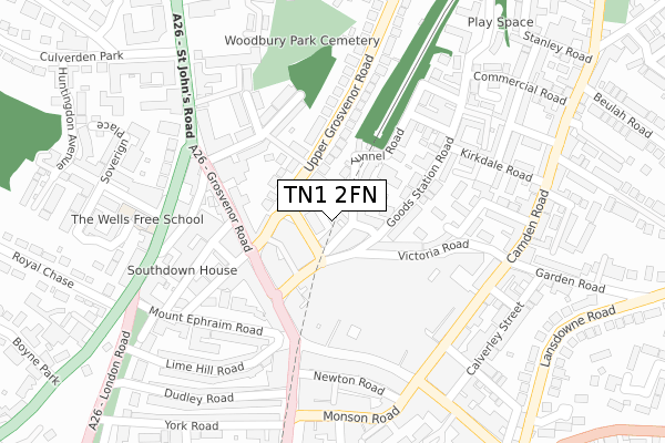 TN1 2FN map - large scale - OS Open Zoomstack (Ordnance Survey)