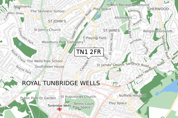 TN1 2FR map - small scale - OS Open Zoomstack (Ordnance Survey)