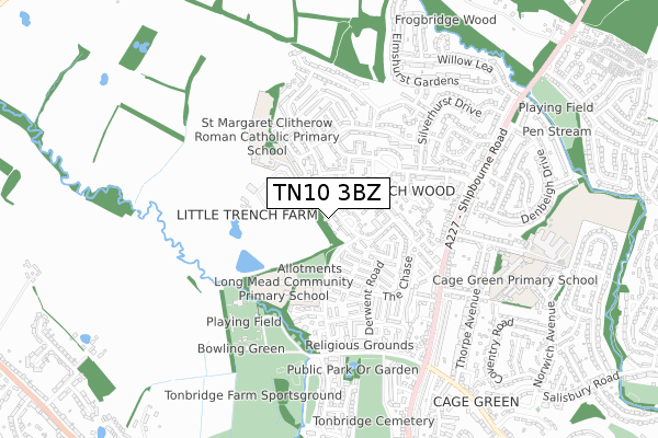 TN10 3BZ map - small scale - OS Open Zoomstack (Ordnance Survey)