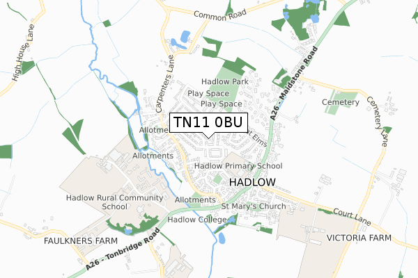 TN11 0BU map - small scale - OS Open Zoomstack (Ordnance Survey)