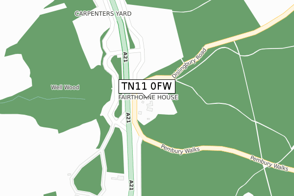 TN11 0FW map - large scale - OS Open Zoomstack (Ordnance Survey)