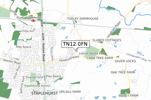 TN12 0FN map - small scale - OS Open Zoomstack (Ordnance Survey)