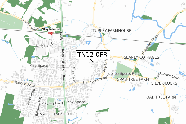 TN12 0FR map - small scale - OS Open Zoomstack (Ordnance Survey)