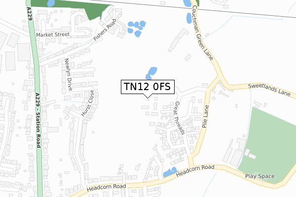 TN12 0FS map - large scale - OS Open Zoomstack (Ordnance Survey)