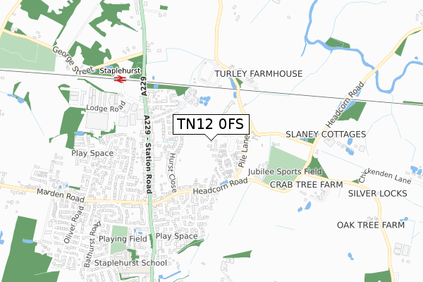 TN12 0FS map - small scale - OS Open Zoomstack (Ordnance Survey)