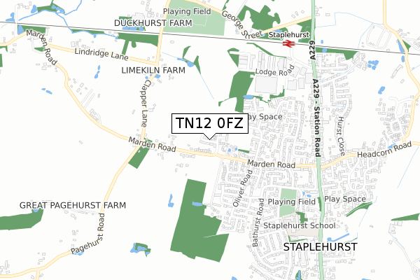 TN12 0FZ map - small scale - OS Open Zoomstack (Ordnance Survey)